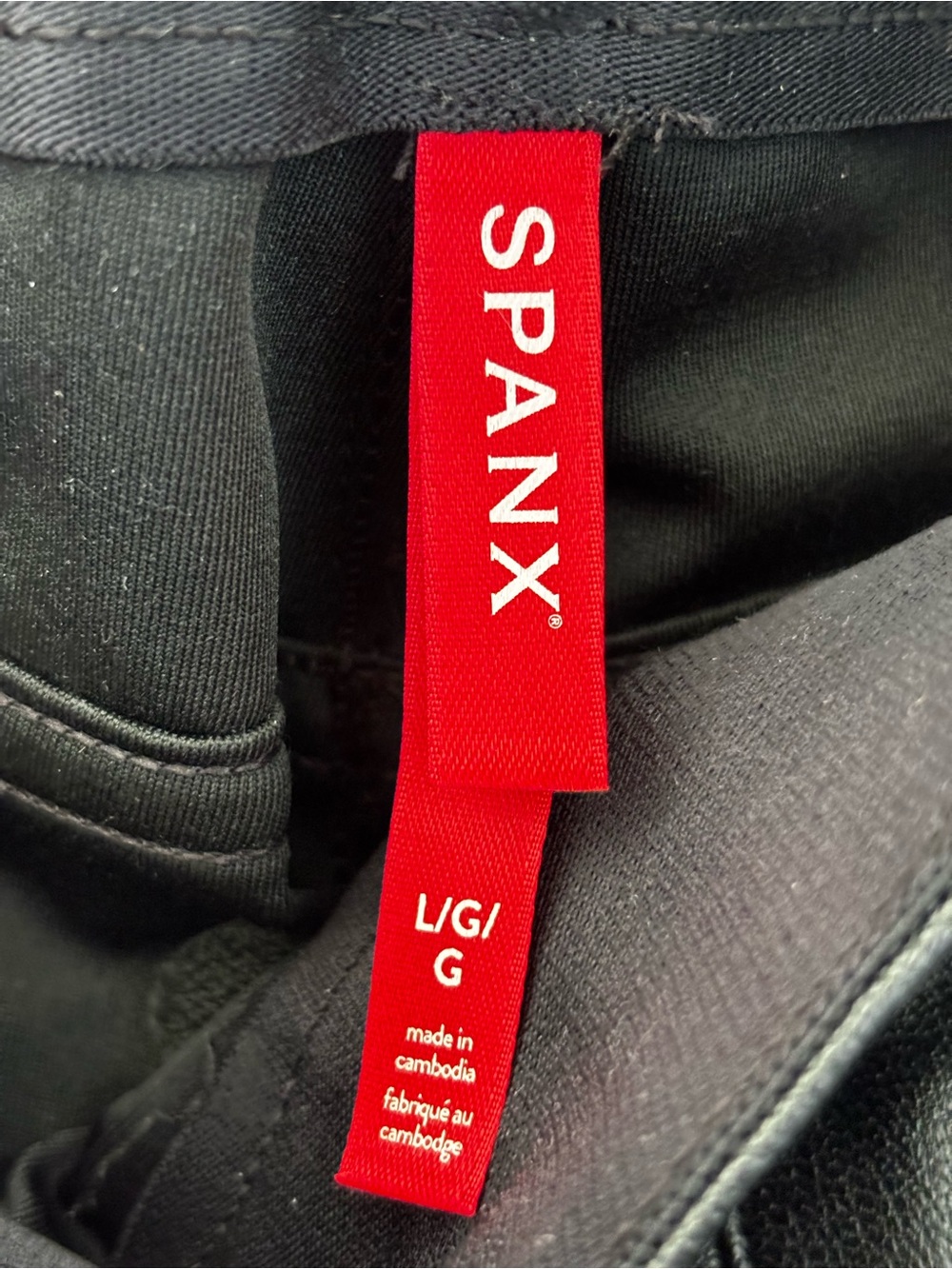 NWT SPANX Leather-Like Slim Straight Pants Luxe Black Size Large Stretch - Picture 7 of 16